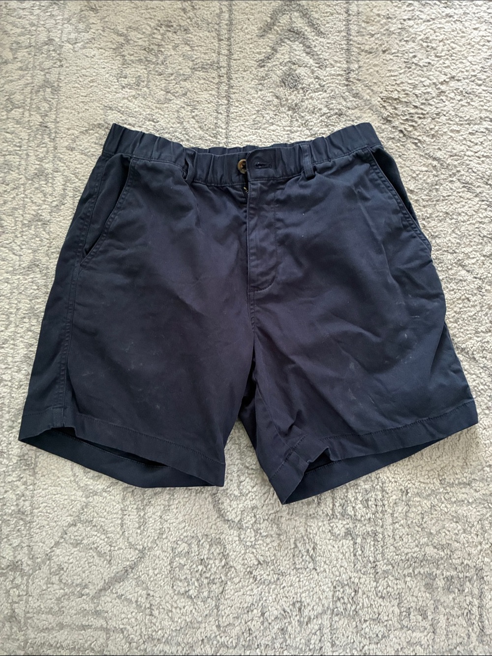Classic Navy Flat-Front Men's Shorts with Elastic Waist